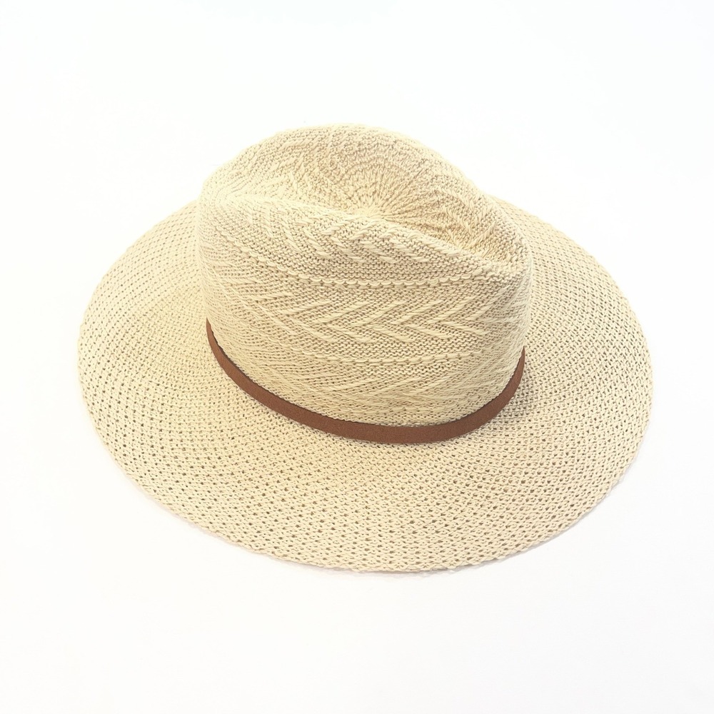 Women's Cream Straw Fedora with Brown Band - Classic Summer Hat